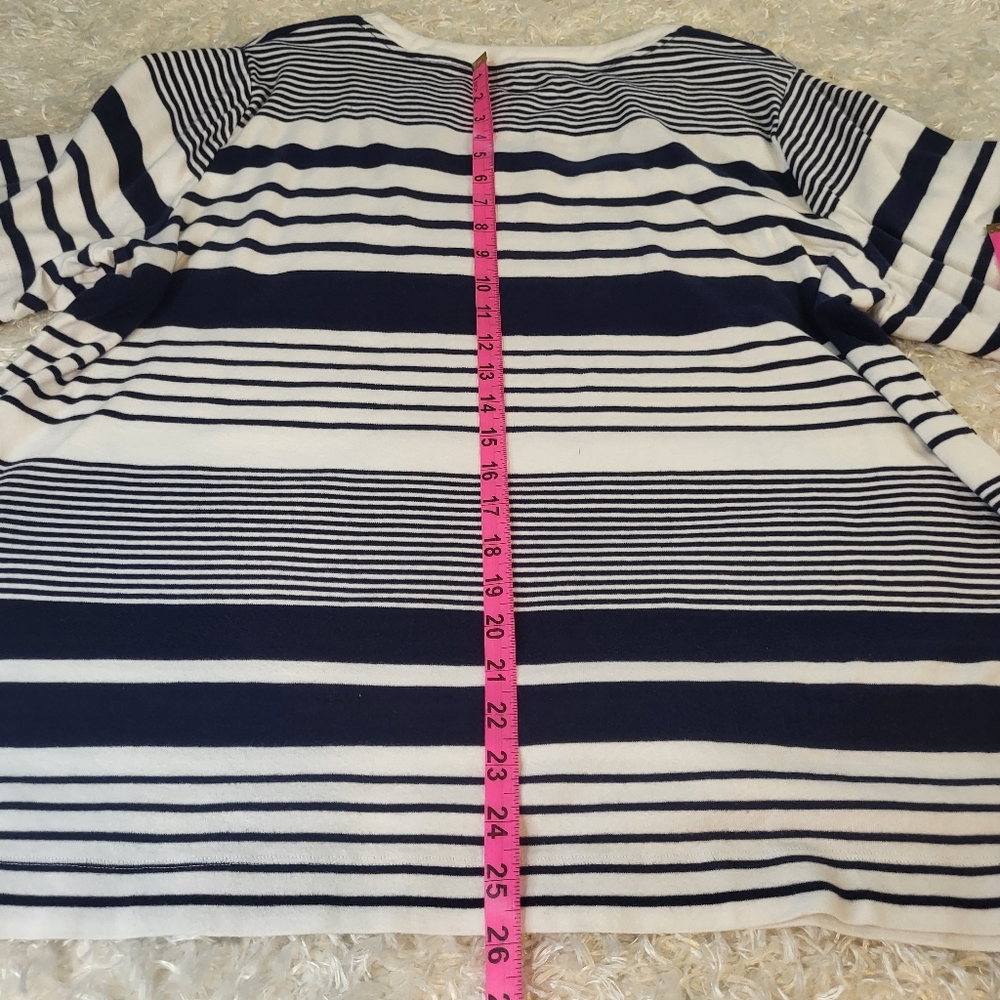 Croft & Barrow Women's Blouse, Stripes, Blue & White, 3X - Picture 6 of 7